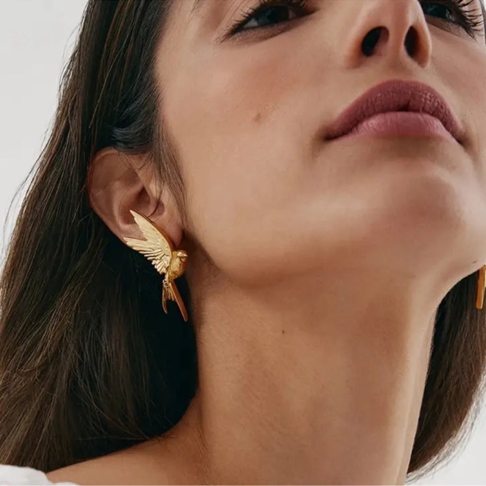 Swallow Bird Charming 18K Gold Stainless Steel Earrings - Picture 5 of 6